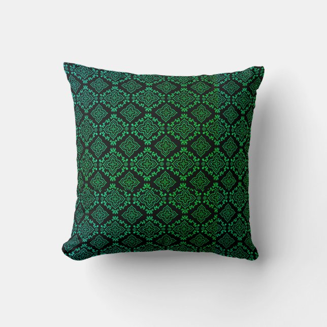Grünes geometrisches Muster / Indianerausdruck Kissen (Vorderseite)