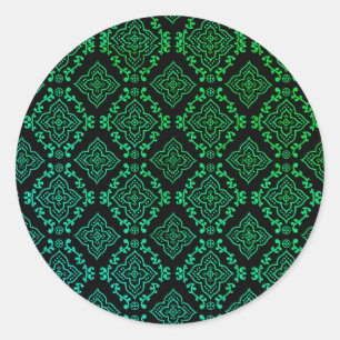 Grünes geometrisches Muster / Indianerausdruck Runder Aufkleber