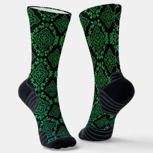 Grünes geometrisches Muster / Indianerausdruck Socken
