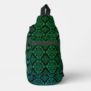 Grünes geometrisches Muster / Indischer Druck Crossbody Bag