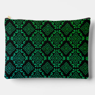 Grünes geometrisches Muster / indischer Druck Zubehörtasche