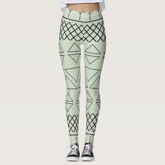 Grünes geometrisches Muster Leggings (Vorderseite)