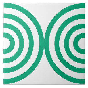 Grünes geometrisches Muster Mitte des Jahrhunderts Fliese
