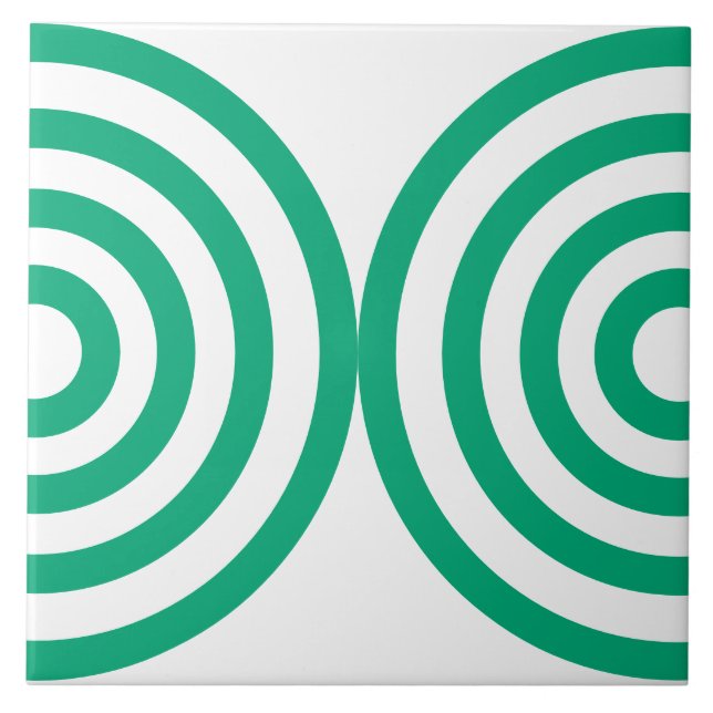 Grünes geometrisches Muster Mitte Jahrhundert Mode Fliese (Vorderseite)