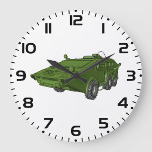 Grünes gepanzertes Militärfahrzeug Große Wanduhr