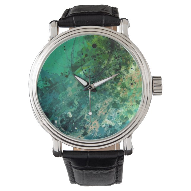 Grünes Geräusch Abstrakt Armbanduhr (Vorderseite)