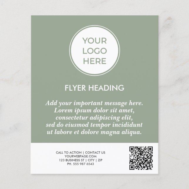 Grünes Geschäftslogo QR-Code Vorlage Flyer (Vorne)