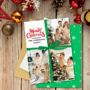 Grünes Geschenk Wrapped Family Foto Collage Weihna Feiertagskarte