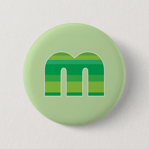 Grünes gestreiftes Monogramm - Buchstabe M Button