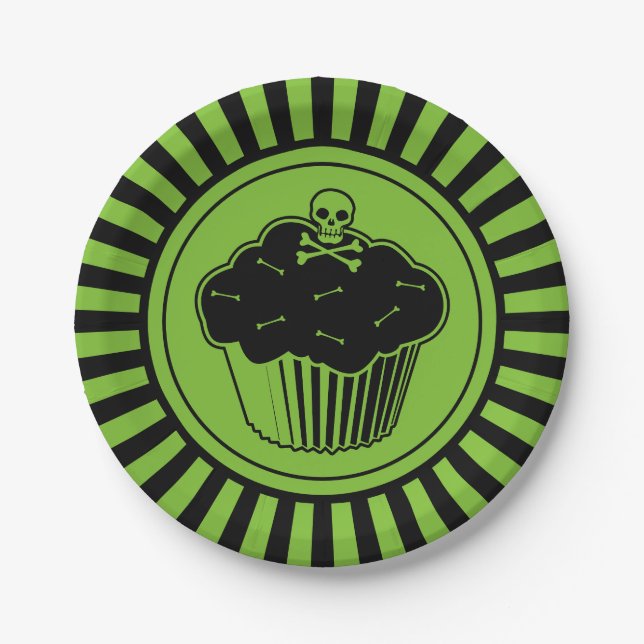 Grünes Gift Cupcake Personalisiert Pappteller (Vorderseite)