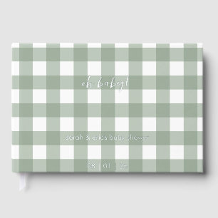Grünes Gingham-Baby-Shower-Gästebuch Gästebuch