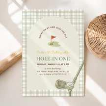 Grünes Gingham Hole in One Golf Erster Geburtstag