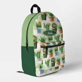 Grünes Gingham-Kaktusmuster Bedruckter Rucksack