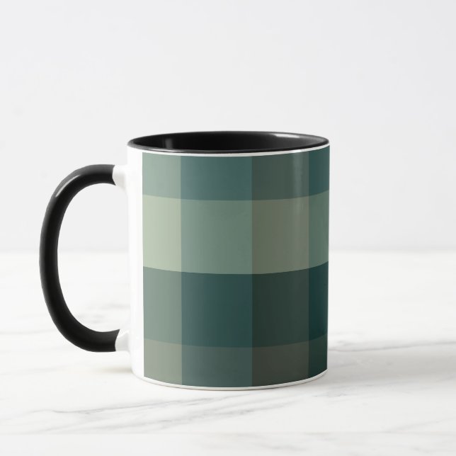Grünes Gingham-Karo-Karo-Muster  Tasse (Links)
