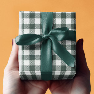 Grünes Gingham-Karomuster Individuelle Feiertage Geschenkpapier