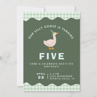 Grünes Gingham Silly Goose Geburtstag Einladung