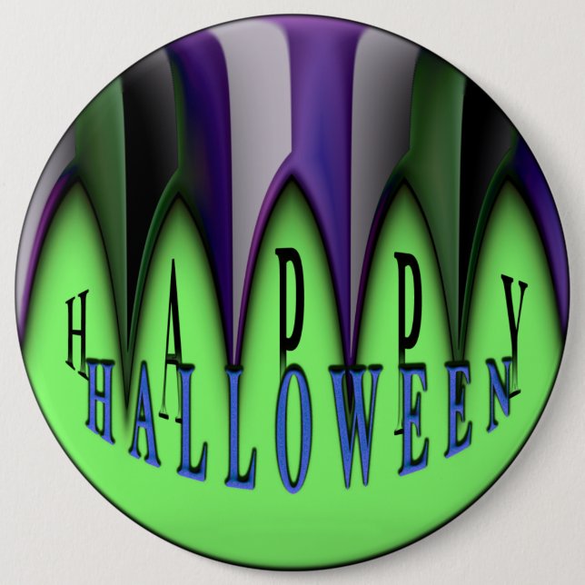 Grünes Glück Halloween Strippenfangs Button (Vorderseite)