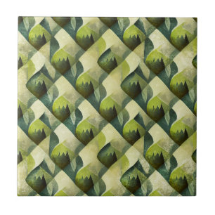 Grünes Gold Art Deco Geometrisches Muster Fliese