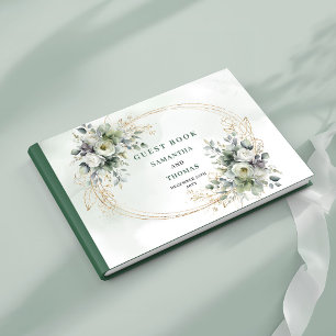 Grünes Gold Botanischer Staubgrüner Hochzeitsgäste Gästebuch