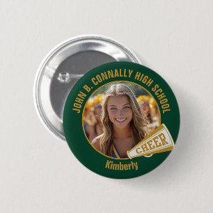 Grünes Gold Cheerleader-Foto High School Spirit Button