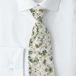 Grünes Gold Clover Kleeblatt Botanisch | Neck Tie Krawatte