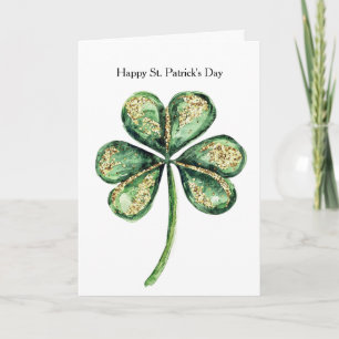 Grünes Gold Glanz Kleeblatt St. Patricks Tag Karte
