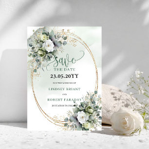 Grünes Gold Laub Wasserfarbe Save The Date