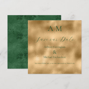 Grünes Gold Monogramm Moderne Hochzeit  Save The Date