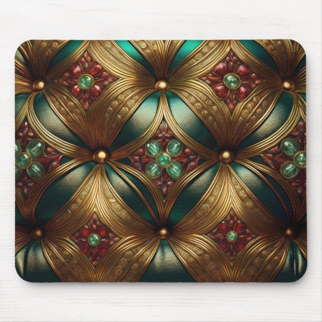 Grünes Gold Rubin Smaragd Muster Mousepad (Vorne)
