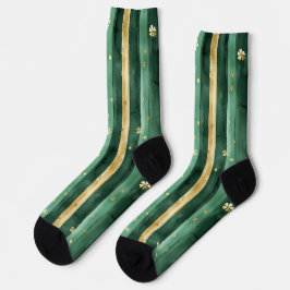 Grünes Gold Shamrock St. Patrick's Day Streifen Socken