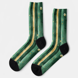 Grünes Gold Shamrock St. Patrick's Day Streifen Socken
