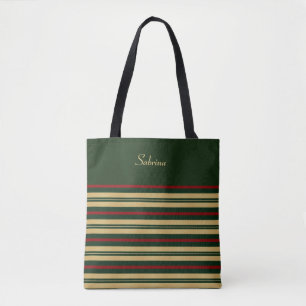 Grünes Gold und rote Weihnachtsstreifen Tasche