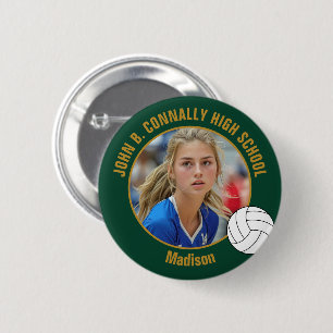 Grünes Gold Volleyballspieler Foto High School Button