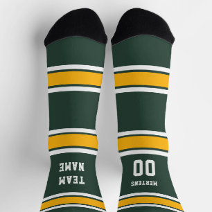 Grünes Gold Weißes Sporttrikot Teamname Unisex Socken