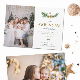 Grünes Goldenes Familienmonogramm mit Bogen 2 Foto Feiertagskarte