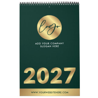 Grünes & Goldenes Firmenlogo Markenmarketing 2027 Kalender
