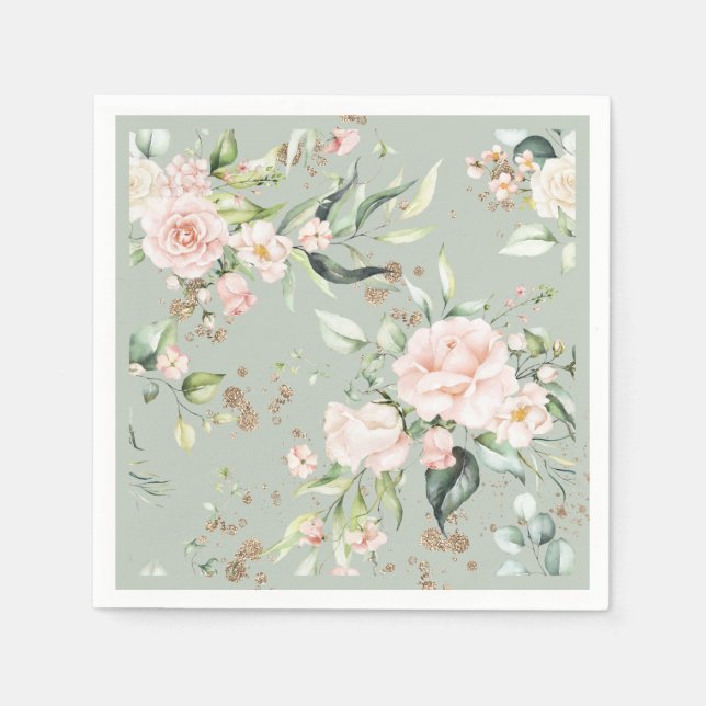 Grünes goldfarbenes botanisches Party Serviette (Vorderseite)