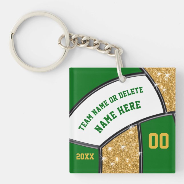 Grünes Goldweißer personalisierter Schlüsselanhänger (Vorderseite)