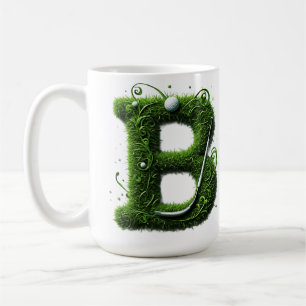 Grünes Gras Buchstabe B Mit Golfball, Schläger Kaffeetasse