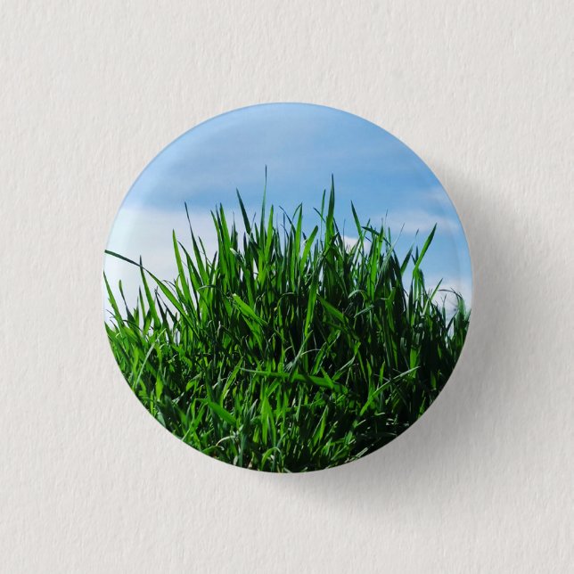 Grünes Gras vor dem Hintergrund des endlosen Button (Vorderseite)