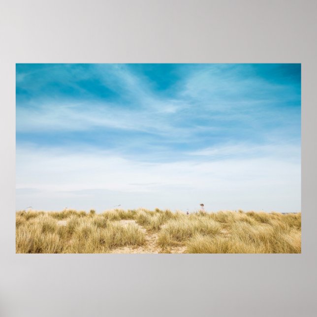 Grünes Grasfeld unter blauem Himmel Poster (Vorne)