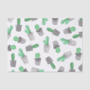 Grünes graues modernes Kaktusmuster des Aquarells Seidenpapier