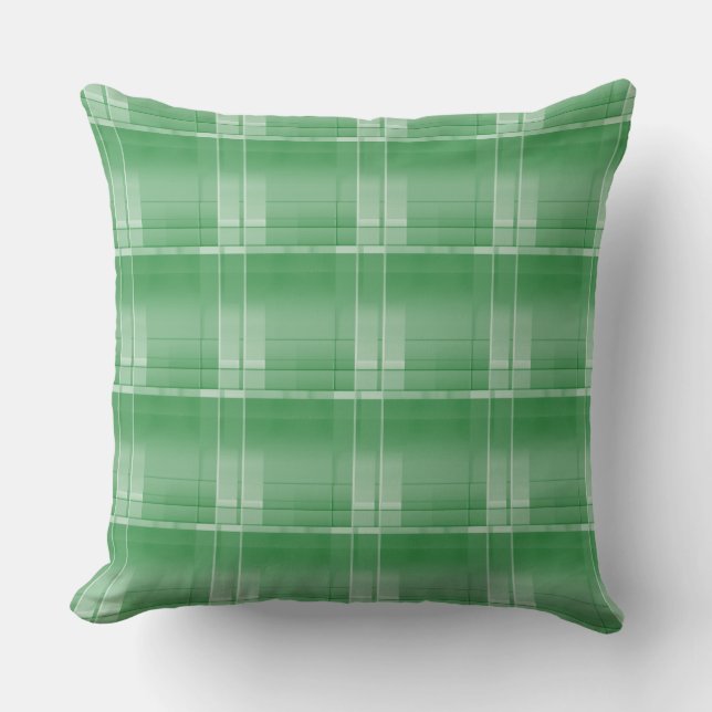 Grünes großes kariertes Throw-Kissen 20" x 20" Kissen (Vorderseite)
