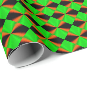 Grünes grünes schwarzes Karomuster Geschenkpapier