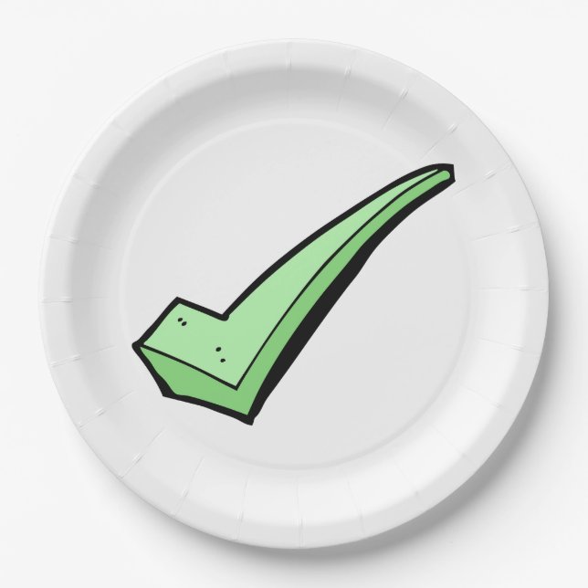 Grünes Häkchen-Symbol Pappteller (Vorderseite)