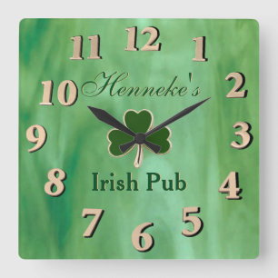 Grünes Hartglas Quadratische Wanduhr