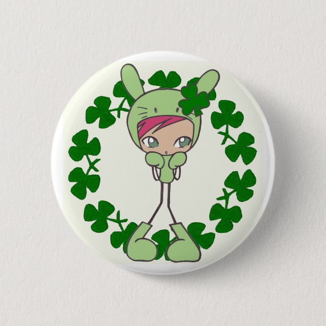 grünes Häschen Button (Vorderseite)
