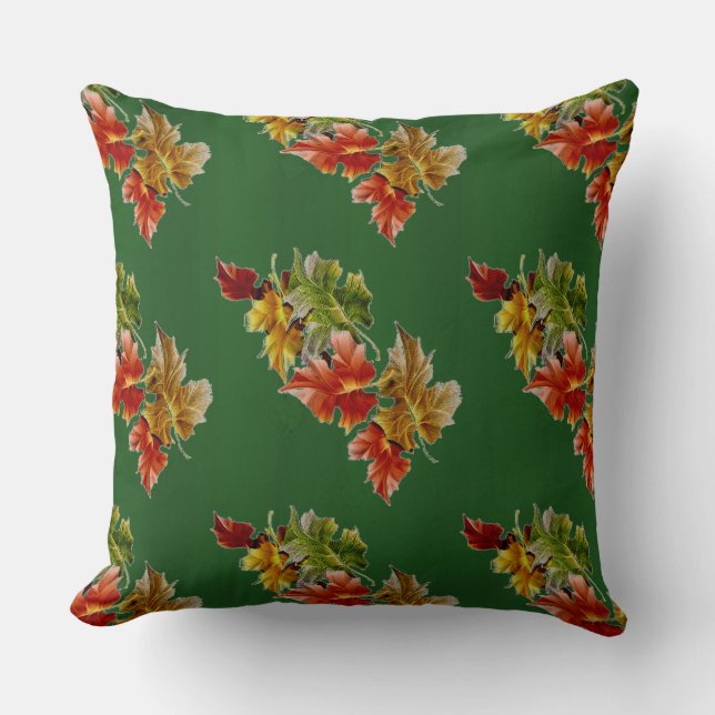 Grünes Herbstleaves Pattern Drehkissen Kissen (Vorderseite)