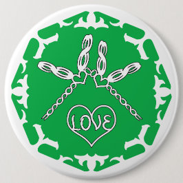 Grünes Herz-Chakra "Liebe" Libellen weißer Hinterg Button