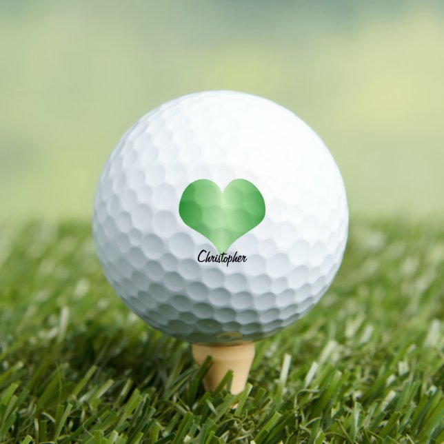 Grünes Herz Design Personalisiert Golfball (Insitu T-Shirt)